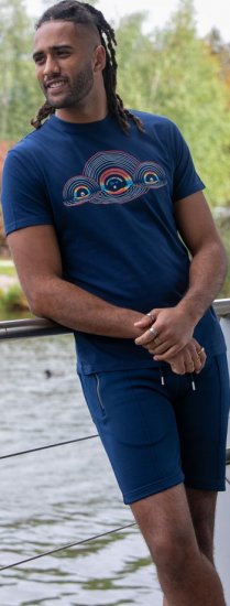 D555 Cheltenham Record With Reflection Printed T-shirt French Navy - Marškinėliai - Marškinėliai - 2XL-14XL
