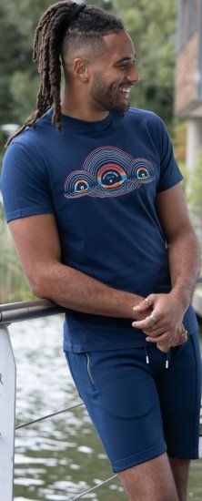 D555 Cheltenham Record With Reflection Printed T-shirt French Navy - Marškinėliai - Marškinėliai - 2XL-14XL