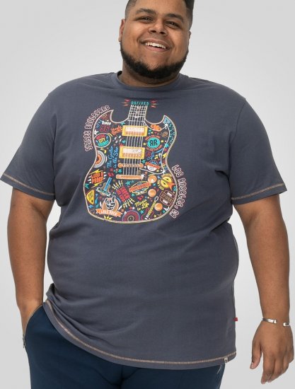 D555 Stockport Multi Coloured Guitar Printed T-Shirt Denim - Marškinėliai - Marškinėliai - 2XL-14XL