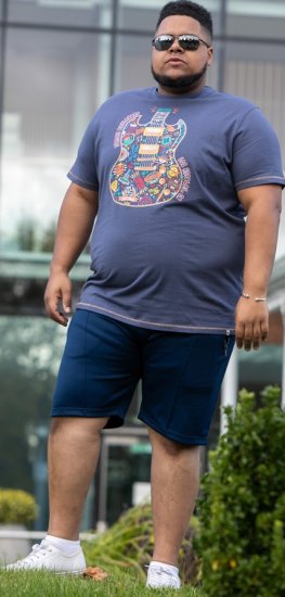 D555 Stockport Multi Coloured Guitar Printed T-Shirt Denim - Marškinėliai - Marškinėliai - 2XL-14XL