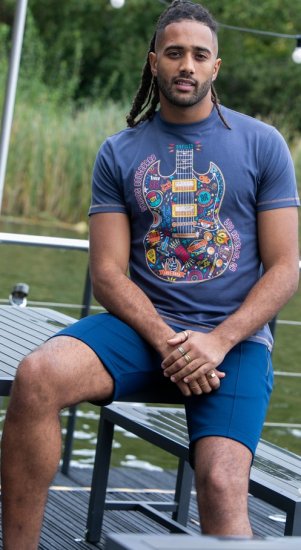 D555 Stockport Multi Coloured Guitar Printed T-Shirt Denim - Marškinėliai - Marškinėliai - 2XL-14XL