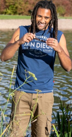 D555 Havant San Diego Printed Sleeveless T-Shirt French Navy - Marškinėliai - Marškinėliai - 2XL-14XL