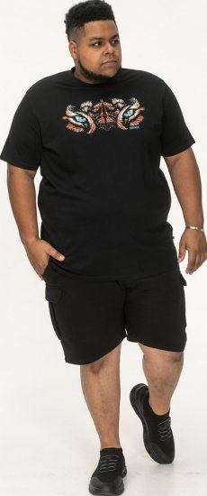 D555 Leamington Tiger Eyes Printed Crew Neck T-shirt Black - Marškinėliai - Marškinėliai - 2XL-14XL