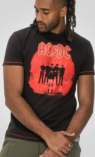 D555 Uxbridge Official AC/DC Band Printed Crew Neck T-Shirt Washed Black TALL SIZES - Marškinėliai - Marškinėliai - 2XL-14XL