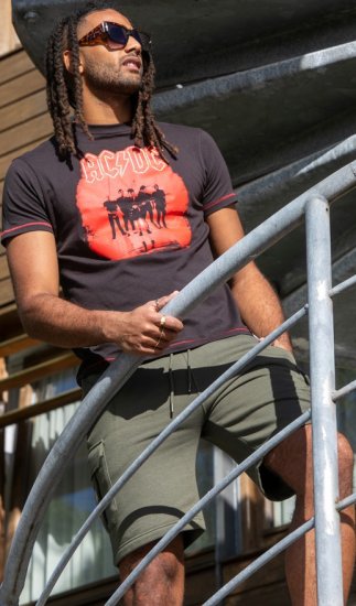 D555 Uxbridge Official ACDC Band Printed Crew Neck T-Shirt Washed Black - Marškinėliai - Marškinėliai - 2XL-14XL