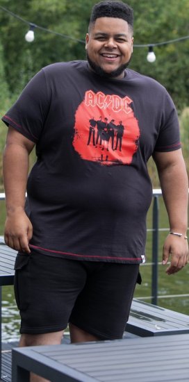 D555 Uxbridge Official ACDC Band Printed Crew Neck T-Shirt Washed Black - Marškinėliai - Marškinėliai - 2XL-14XL