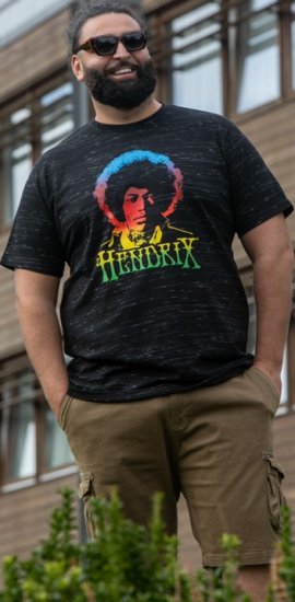 D555 Hendrix Official Jimi Hendrix Printed Crew Neck T-Shirt Black Reno - Grupės marškinėliai - 