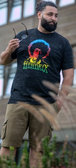 D555 Hendrix Official Jimi Hendrix Printed Crew Neck T-Shirt Black Reno - Grupės marškinėliai - 