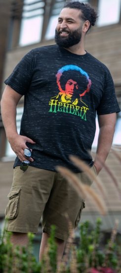 D555 Hendrix Official Jimi Hendrix Printed Crew Neck T-Shirt Black Reno - Grupės marškinėliai - 