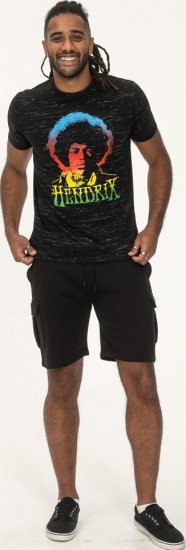 D555 Hendrix Official Jimi Hendrix Printed Crew Neck T-Shirt Black Reno - Grupės marškinėliai - 