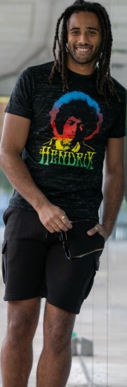 D555 Hendrix Official Jimi Hendrix Printed Crew Neck T-Shirt Black Reno - Grupės marškinėliai - 