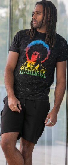 D555 Hendrix Official Jimi Hendrix Printed Crew Neck T-Shirt Black Reno - Grupės marškinėliai - 