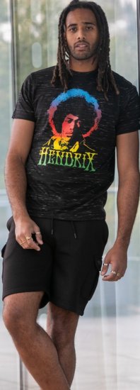 D555 Hendrix Official Jimi Hendrix Printed Crew Neck T-Shirt Black Reno - Grupės marškinėliai - 