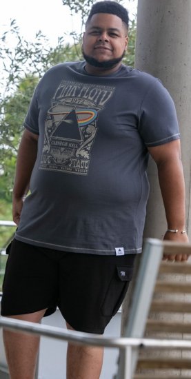 D555 HANLEY Official Pink Floyd Crew Neck T-Shirt Dark Grey TALL SIZES - VYRIŠKI DRABUŽIAI MT-6XLT - Drabužiai aukštiems vyrams