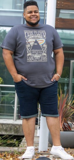 D555 HANLEY Official Pink Floyd Crew Neck T-Shirt Dark Grey TALL SIZES - VYRIŠKI DRABUŽIAI MT-6XLT - Drabužiai aukštiems vyrams