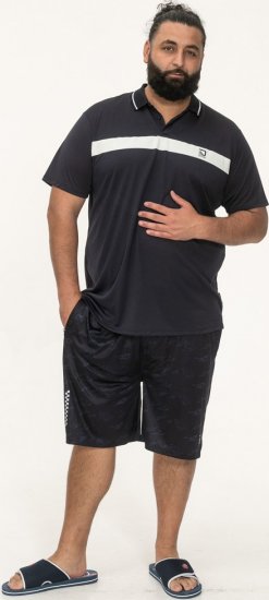 D555 Hinckley Stretch Polo With Contrast Tipping Collar Navy - Polo marškinėliai - Polo marškinėliai - 2XL-8XL