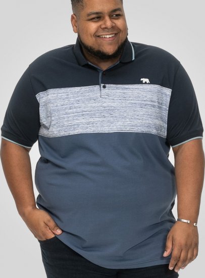 D555 Leeds Cut And Sew Polo With Jacquard Collar And Cuffs Navy - Polo marškinėliai - Polo marškinėliai - 2XL-8XL