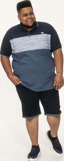 D555 Leeds Cut And Sew Polo With Jacquard Collar And Cuffs Navy - Polo marškinėliai - Polo marškinėliai - 2XL-8XL