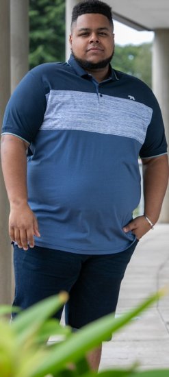 D555 Leeds Cut And Sew Polo With Jacquard Collar And Cuffs Navy - Polo marškinėliai - Polo marškinėliai - 2XL-8XL