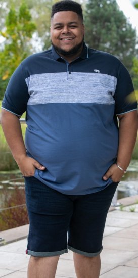 D555 Leeds Cut And Sew Polo With Jacquard Collar And Cuffs Navy - Polo marškinėliai - Polo marškinėliai - 2XL-8XL