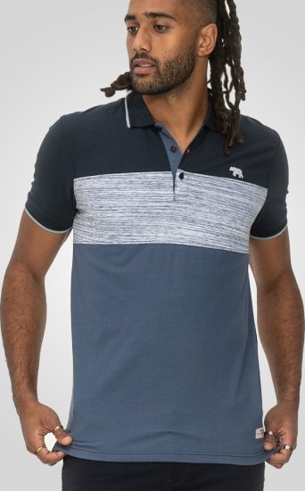 D555 Leeds Cut And Sew Polo With Jacquard Collar And Cuffs Navy - Polo marškinėliai - Polo marškinėliai - 2XL-8XL