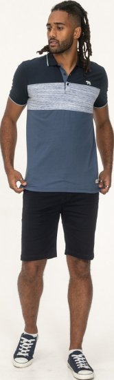 D555 Leeds Cut And Sew Polo With Jacquard Collar And Cuffs Navy - Polo marškinėliai - Polo marškinėliai - 2XL-8XL