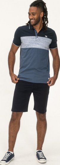 D555 Leeds Cut And Sew Polo With Jacquard Collar And Cuffs Navy - Polo marškinėliai - Polo marškinėliai - 2XL-8XL