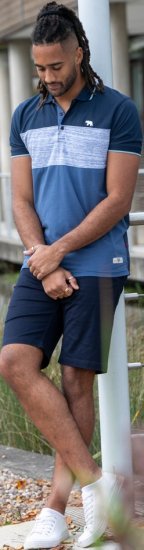 D555 Leeds Cut And Sew Polo With Jacquard Collar And Cuffs Navy - Polo marškinėliai - Polo marškinėliai - 2XL-8XL