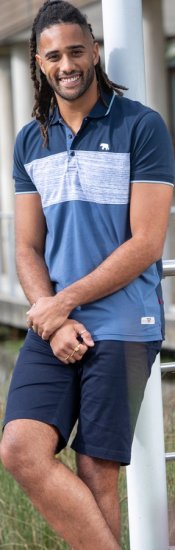 D555 Leeds Cut And Sew Polo With Jacquard Collar And Cuffs Navy - Polo marškinėliai - Polo marškinėliai - 2XL-8XL