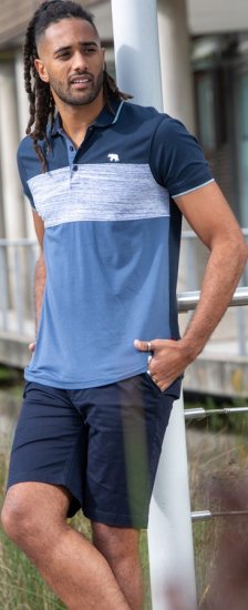 D555 Leeds Cut And Sew Polo With Jacquard Collar And Cuffs Navy - Polo marškinėliai - Polo marškinėliai - 2XL-8XL