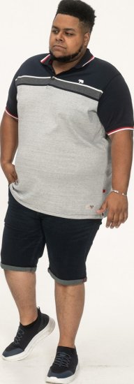 D555 Tipton Stripe Jacquard Short Sleeve Polo Navy - Polo marškinėliai - Polo marškinėliai - 2XL-8XL