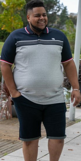 D555 Tipton Stripe Jacquard Short Sleeve Polo Navy - Polo marškinėliai - Polo marškinėliai - 2XL-8XL