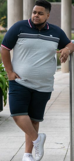 D555 Tipton Stripe Jacquard Short Sleeve Polo Navy - Polo marškinėliai - Polo marškinėliai - 2XL-8XL