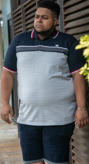 D555 Tipton Stripe Jacquard Short Sleeve Polo Navy - Polo marškinėliai - Polo marškinėliai - 2XL-8XL