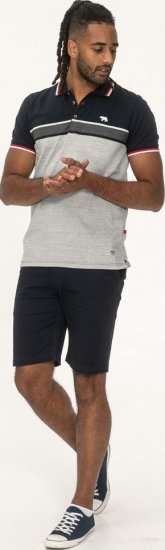 D555 Tipton Stripe Jacquard Short Sleeve Polo Navy - Polo marškinėliai - Polo marškinėliai - 2XL-8XL