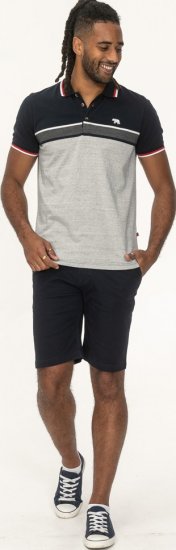 D555 Tipton Stripe Jacquard Short Sleeve Polo Navy - Polo marškinėliai - Polo marškinėliai - 2XL-8XL