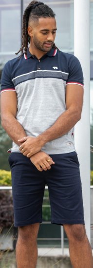 D555 Tipton Stripe Jacquard Short Sleeve Polo Navy - Polo marškinėliai - Polo marškinėliai - 2XL-8XL