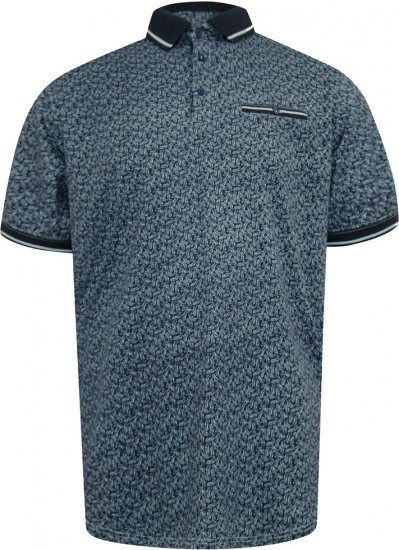 D555 Woolwich AOP Polo Shirt With Ribbed Collar Blue - Polo marškinėliai - Polo marškinėliai - 2XL-8XL