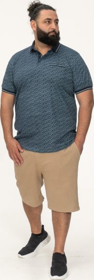 D555 Woolwich AOP Polo Shirt With Ribbed Collar Blue - Polo marškinėliai - Polo marškinėliai - 2XL-8XL