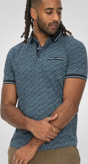 D555 Woolwich AOP Polo Shirt With Ribbed Collar Blue - Polo marškinėliai - Polo marškinėliai - 2XL-8XL