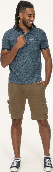 D555 Woolwich AOP Polo Shirt With Ribbed Collar Blue - Polo marškinėliai - Polo marškinėliai - 2XL-8XL