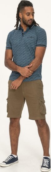 D555 Woolwich AOP Polo Shirt With Ribbed Collar Blue - Polo marškinėliai - Polo marškinėliai - 2XL-8XL