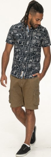 D555 Worthing Surf AOP Short Sleeve Button Down Collar Shirt Navy - Marškiniai - Marškiniai - 2XL-8XL