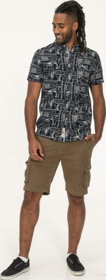 D555 Worthing Surf AOP Short Sleeve Button Down Collar Shirt Navy - Marškiniai - Marškiniai - 2XL-8XL