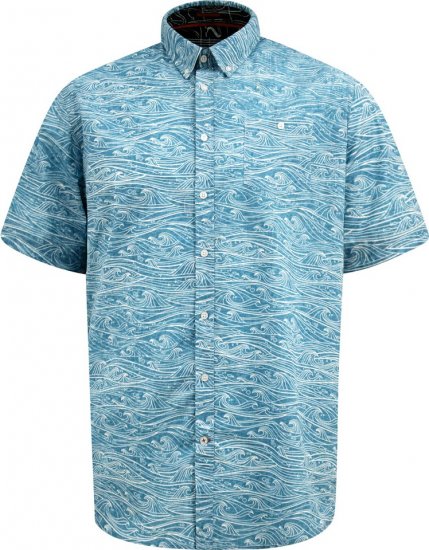 D555 Torquay AOP Short Sleeve Button Down Collar Shirt Blue Wave - Marškiniai - Marškiniai - 2XL-8XL