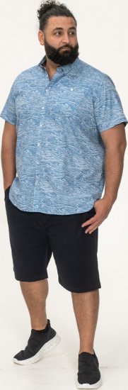 D555 Torquay AOP Short Sleeve Button Down Collar Shirt Blue Wave - Marškiniai - Marškiniai - 2XL-8XL