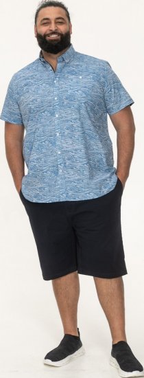 D555 Torquay AOP Short Sleeve Button Down Collar Shirt Blue Wave - Marškiniai - Marškiniai - 2XL-8XL