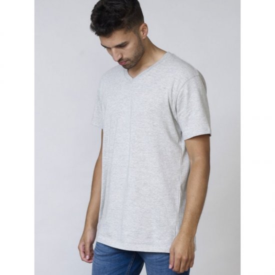 D555 Signature V-kaklo Marškinėliai Pilki - Marškinėliai - Marškinėliai - 2XL-14XL