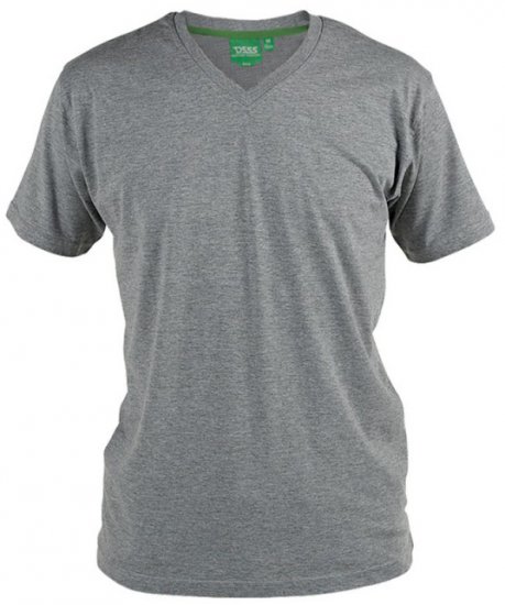 D555 Signature V-kaklo Marškinėliai Pilki - Marškinėliai - Marškinėliai - 2XL-14XL