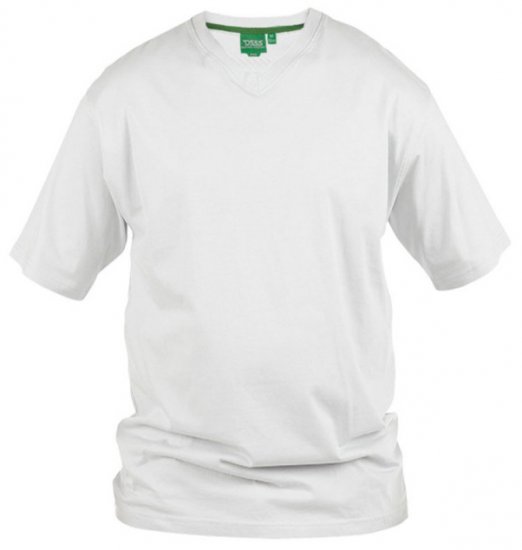 D555 Signature V-kaklo Marškinėliai Balti - Marškinėliai - Marškinėliai - 2XL-14XL